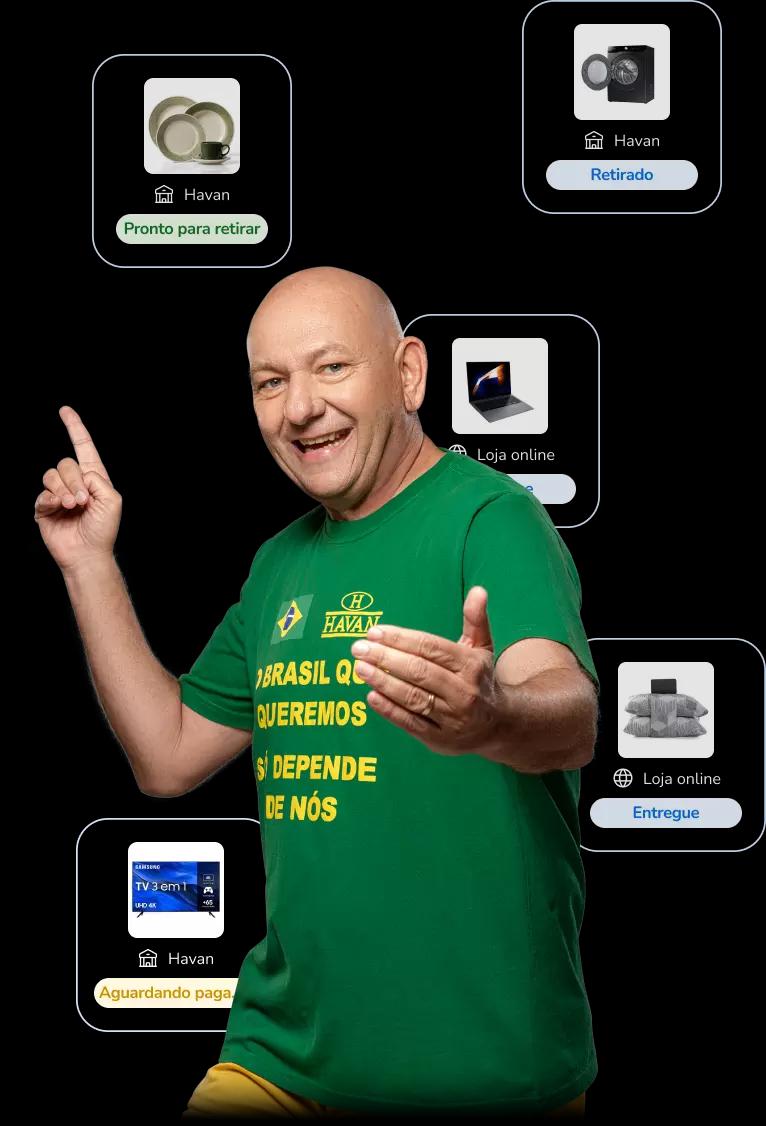Luciano Hang apontando e convidando com as mãos